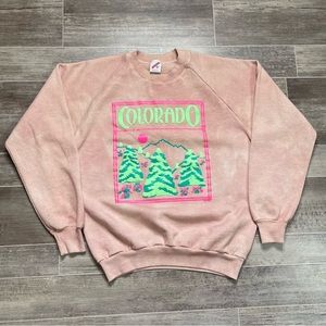 Vintage Colorado Nature Winter Sweater 80s Up Cycled Dyed Tan